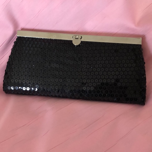 🆕Sequin clutch bag/wallet! Black/silver! 5 compartments & 1 zip coin! Dustcover - Picture 14 of 15